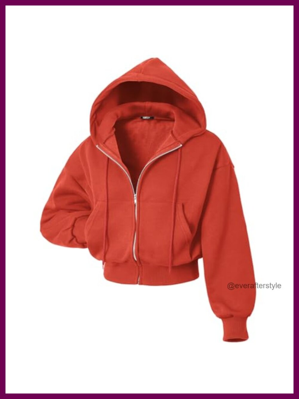 Cropped Zip-Up Hoodie Drop Shoulder Brushed Fleece